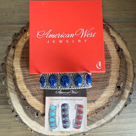 American West Sterling Silver and Lapis Cuff Bracelet - Picture 1 of 6